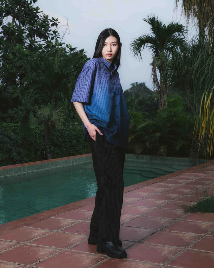 BLUE DYED STRIPES SHIRT