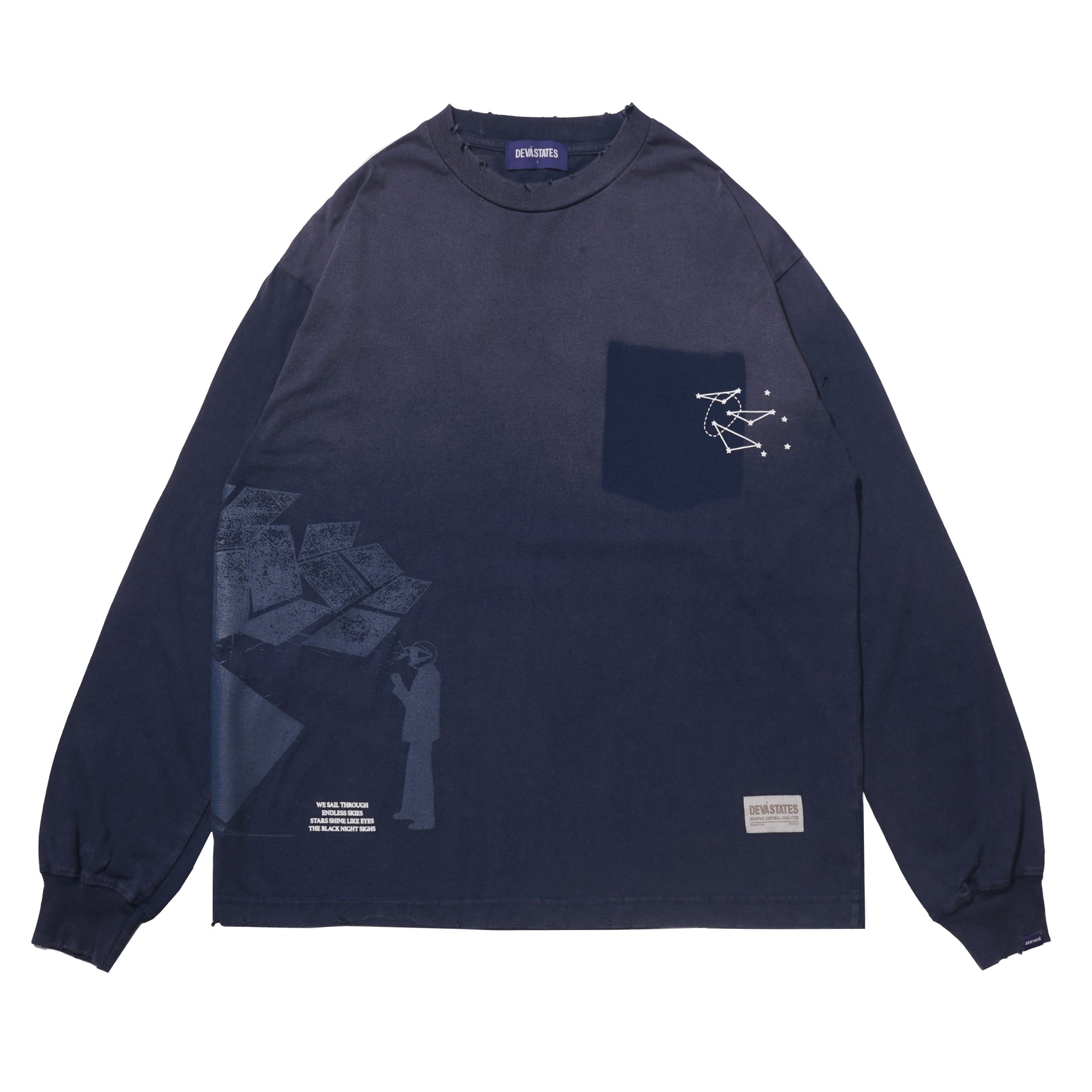 CARAVAN LS T-SHIRT WASHED BLUE