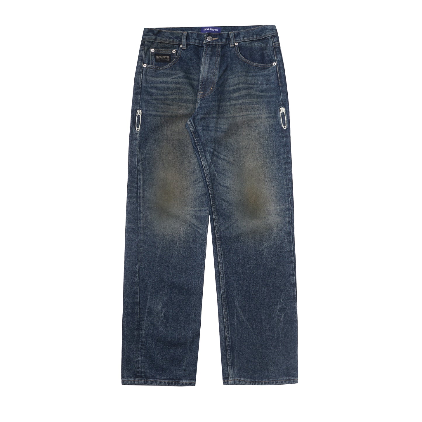 DENIM PANTS GRIT WASHED BLUE