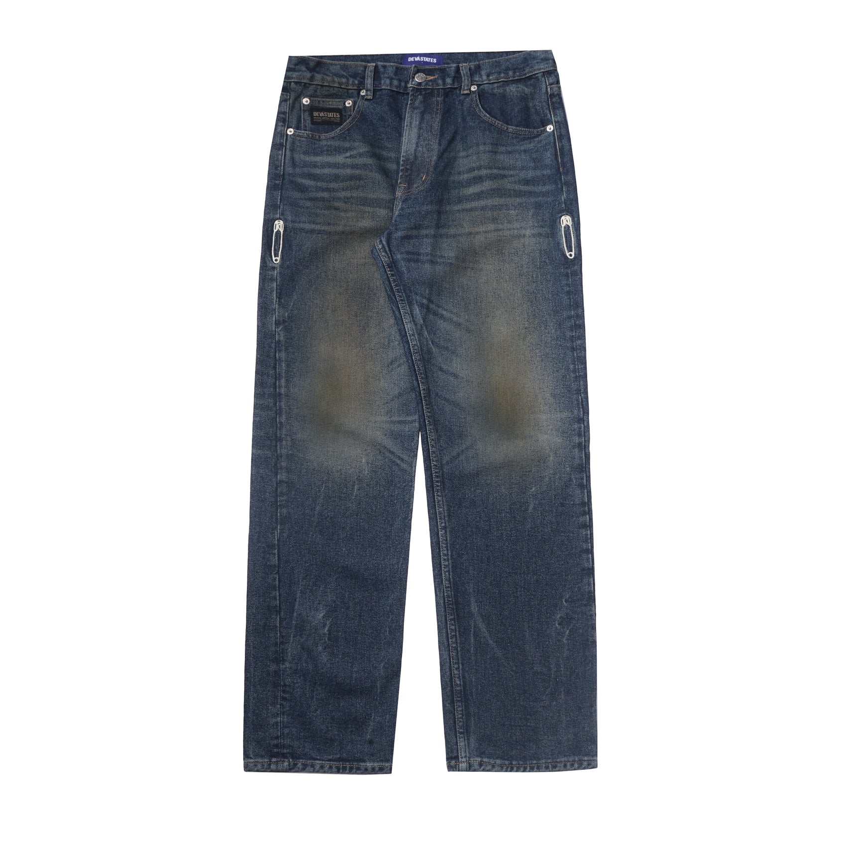 DENIM PANTS GRIT WASHED BLUE