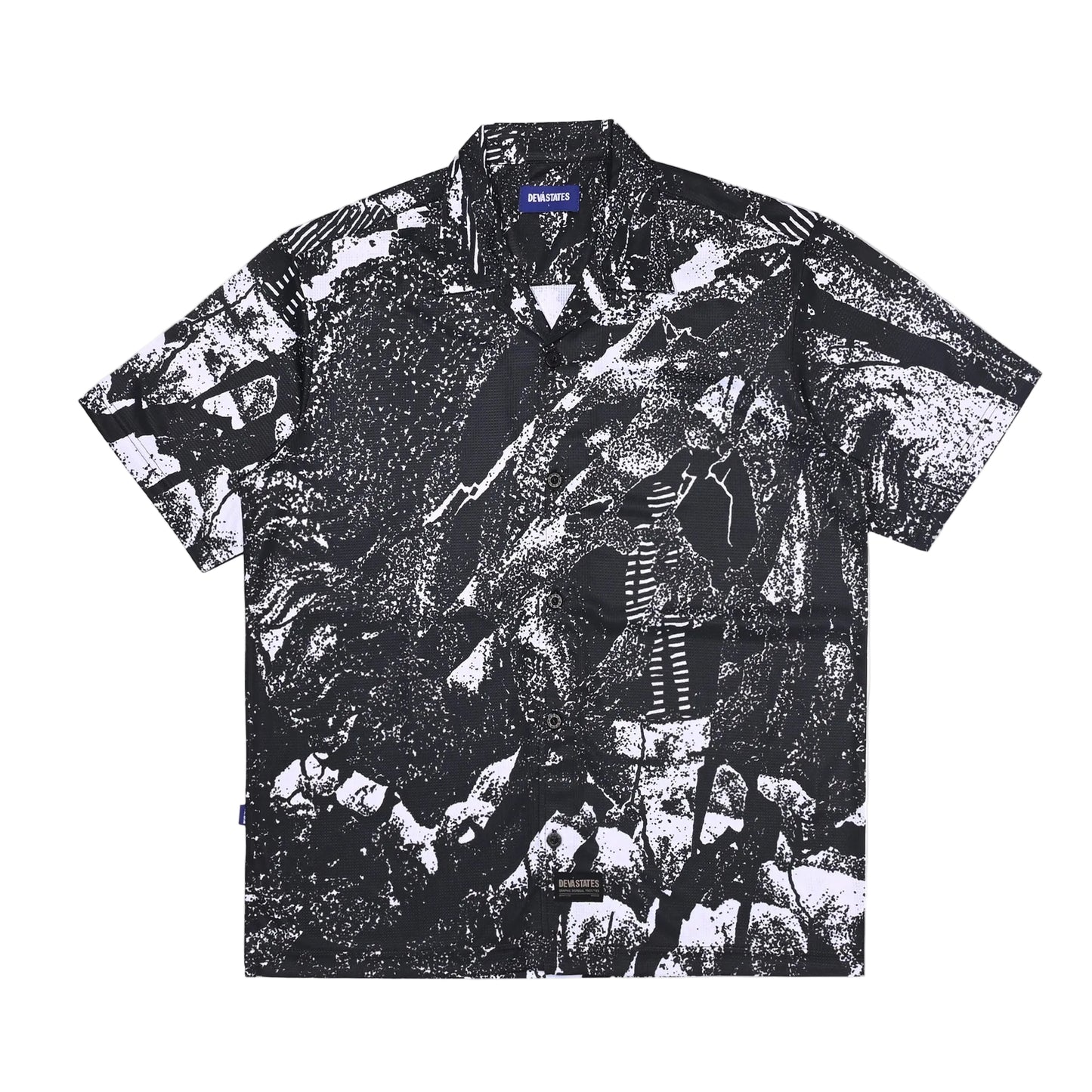 CAVEMAN S/S MESH BUTTONED UP SHIRT [BLACK]