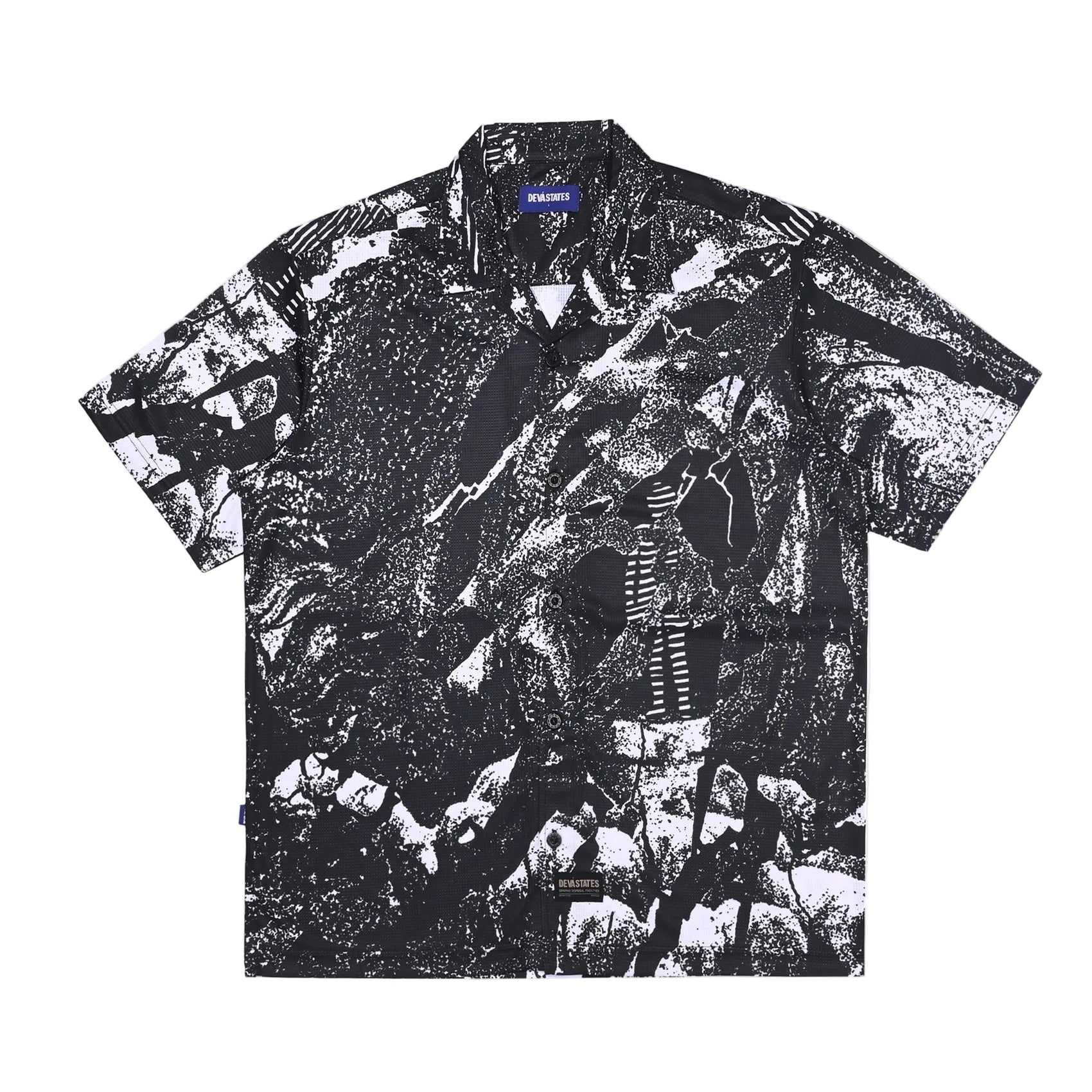 CAVEMAN S/S MESH BUTTONED UP SHIRT [BLACK]