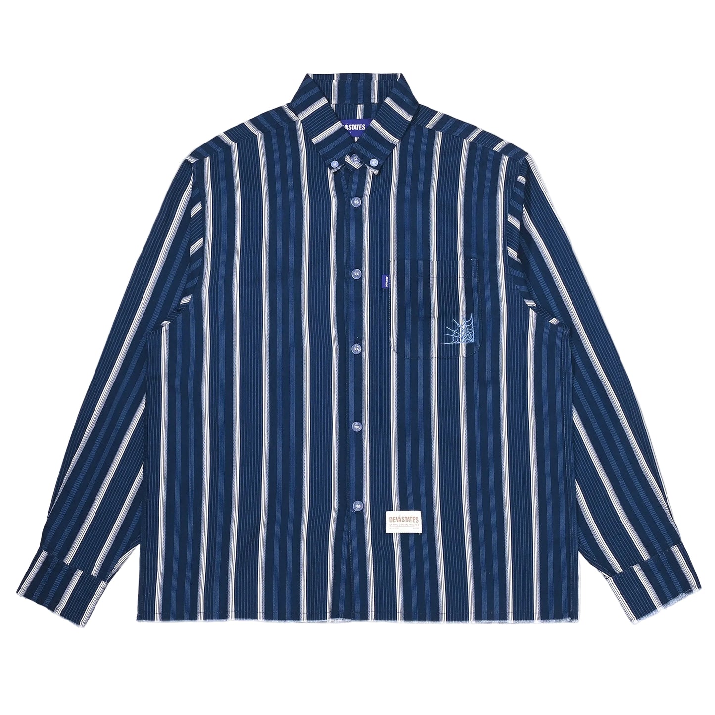 RIVIERA L/S STRIPPED BUTTONED UP SHIRT [NAVY BLUE]