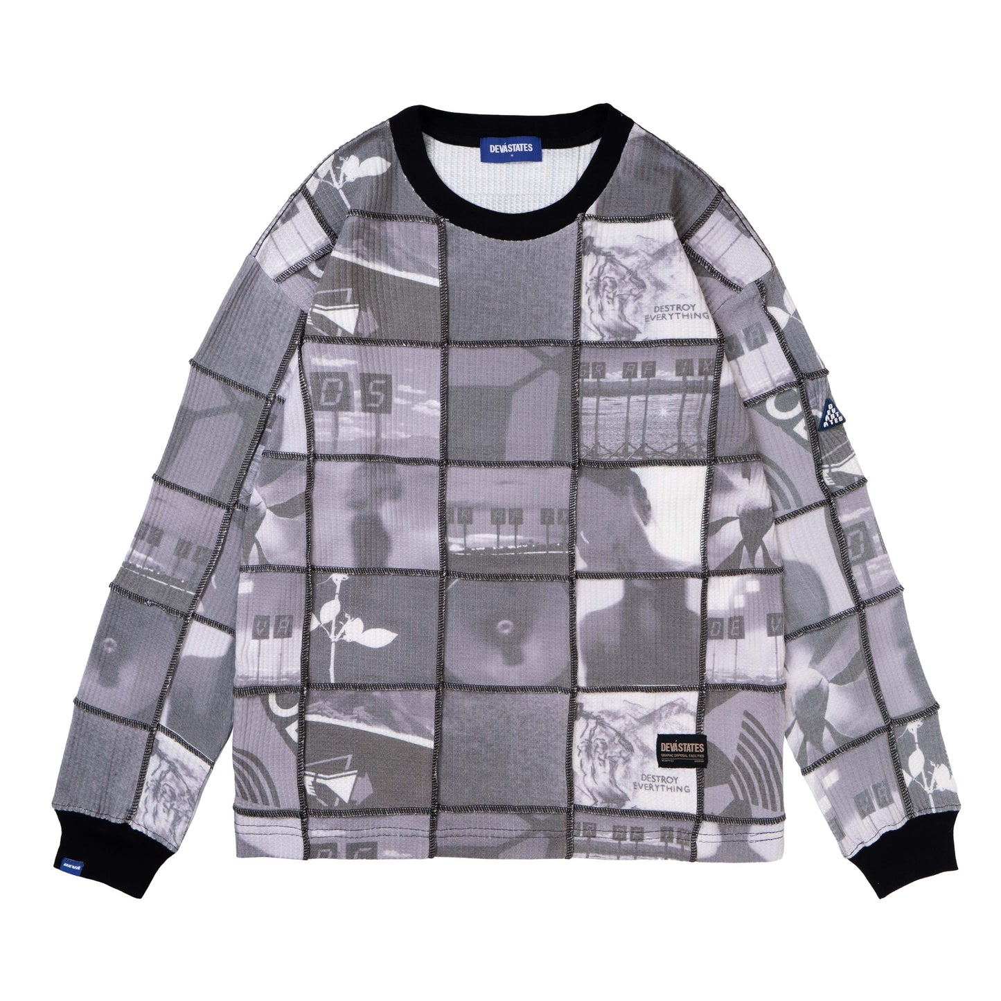 PRECIOUS Waffle Patchwork Top [Black]