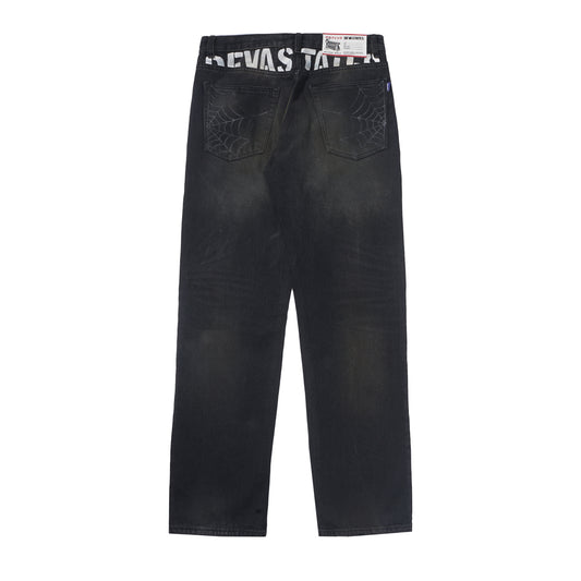 DENIM PANTS GRIT WASHED BLACK
