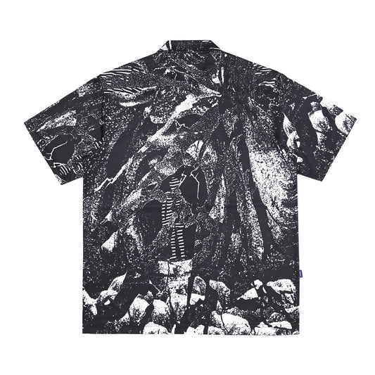 CAVEMAN S/S MESH BUTTONED UP SHIRT [BLACK]