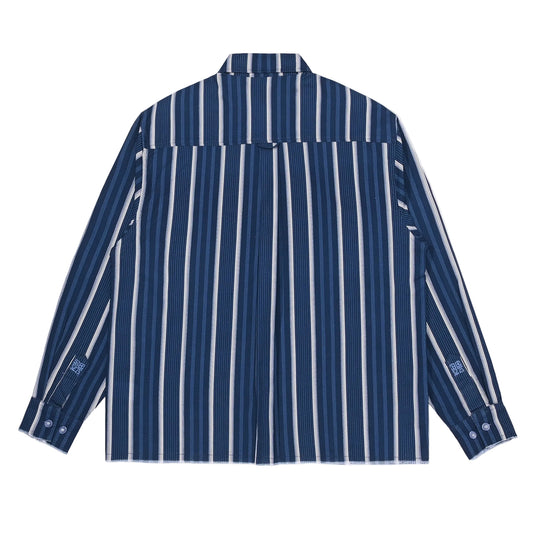 RIVIERA L/S STRIPPED BUTTONED UP SHIRT [NAVY BLUE]