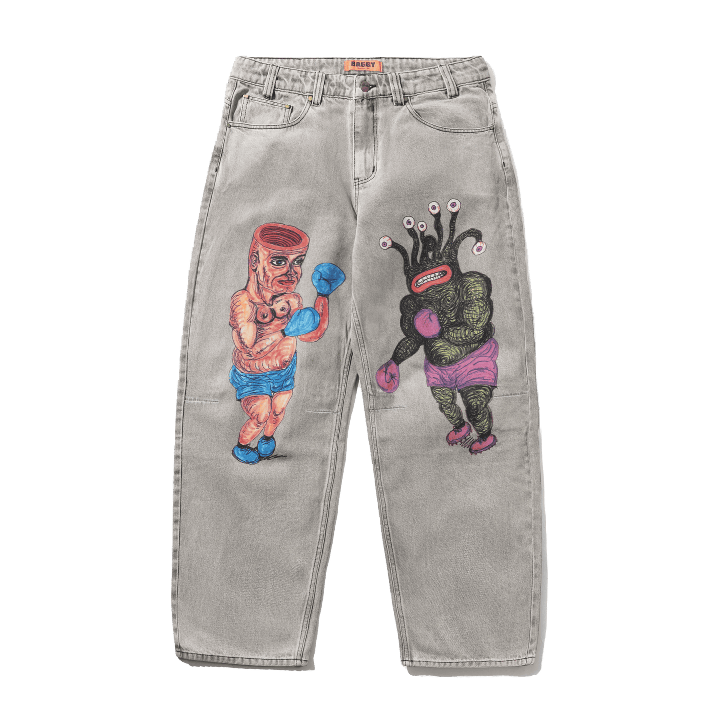 BOXING DENIM JEANS [ WASHED GREY ]