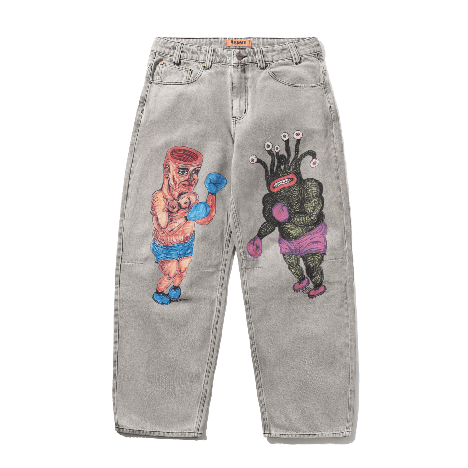 BOXING DENIM JEANS [ WASHED GREY ]