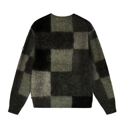 MOHAIR CARDIGAN CHECKERS GREEN MULTI