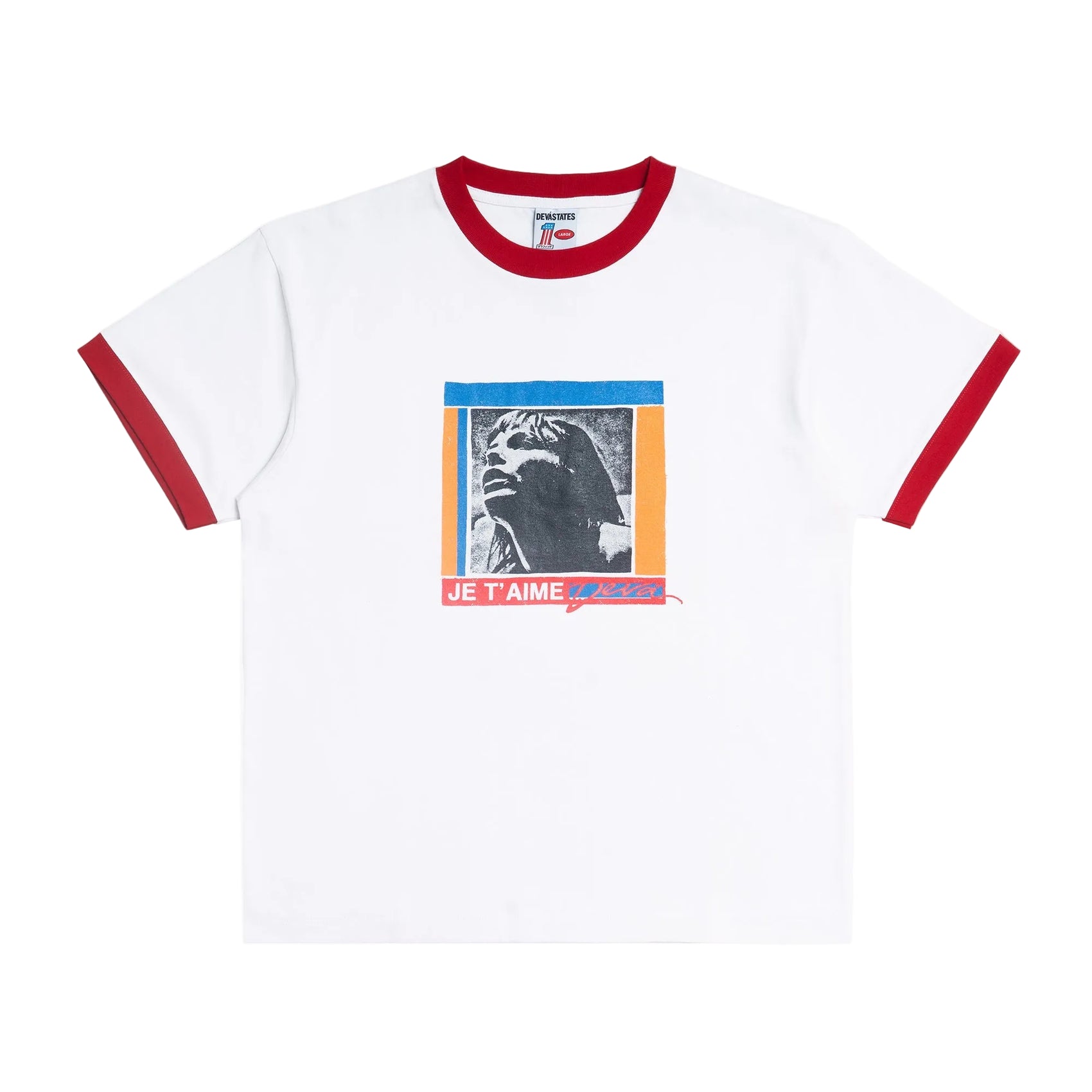 JANE GFX S/S RINGER T-SHIRT [WHITE/RED]