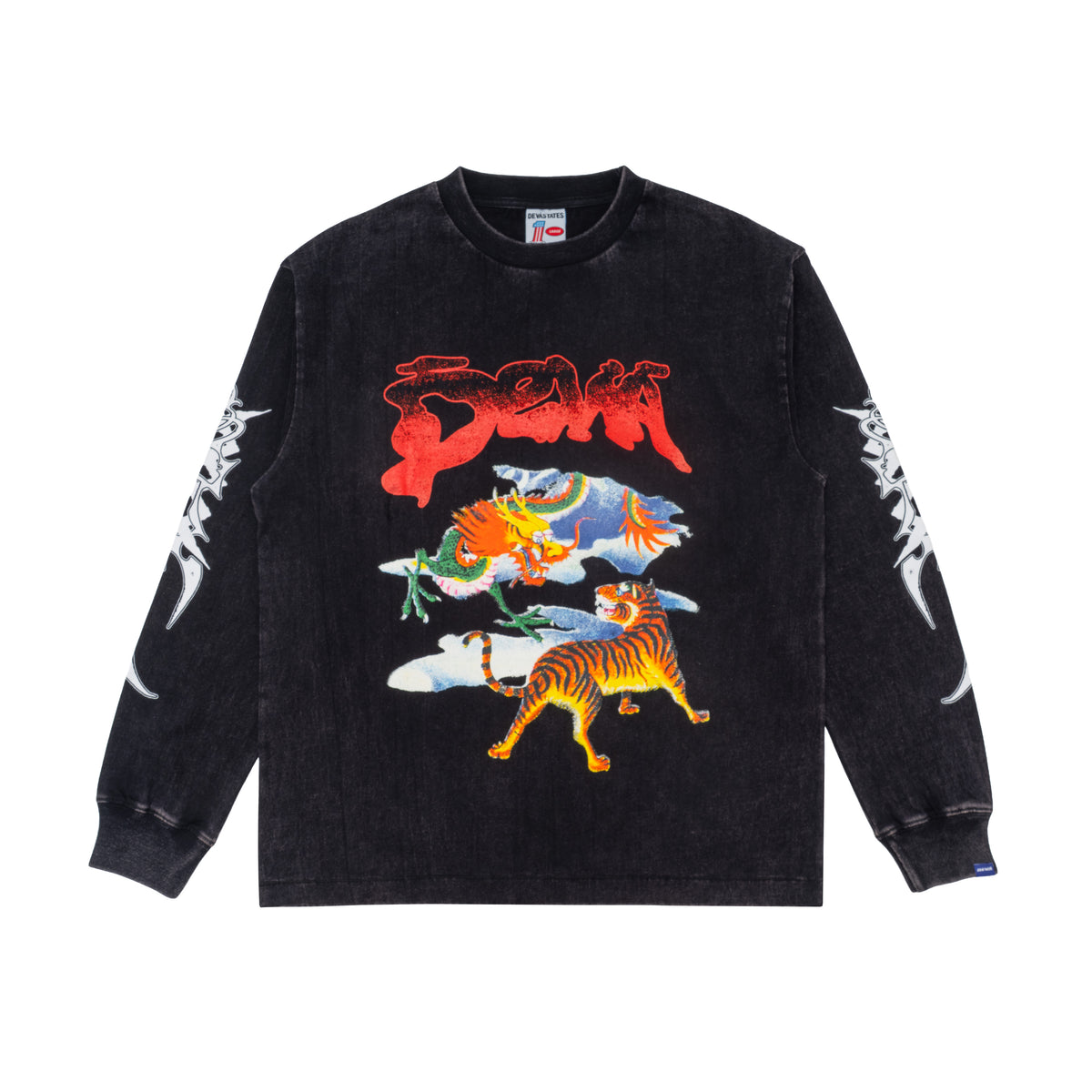 MENACE L/S GFX T-SHIRT [WASHED BLACK]