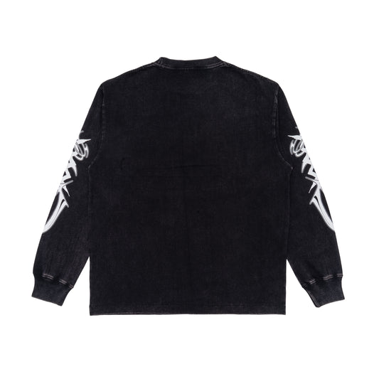 MENACE L/S GFX T-SHIRT [WASHED BLACK]