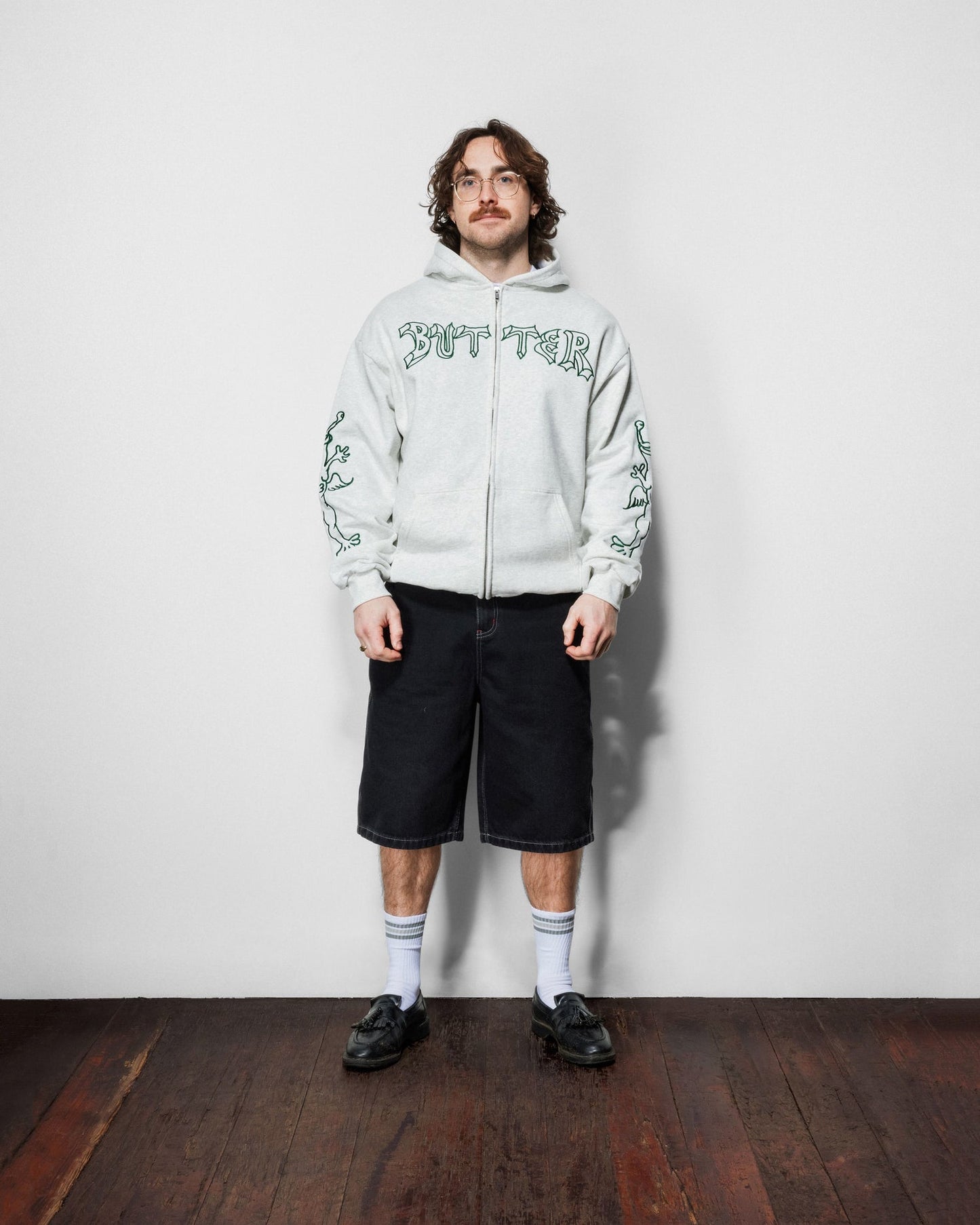 THIRTEEN ZIP-THRU HOODIE [ ASH ]