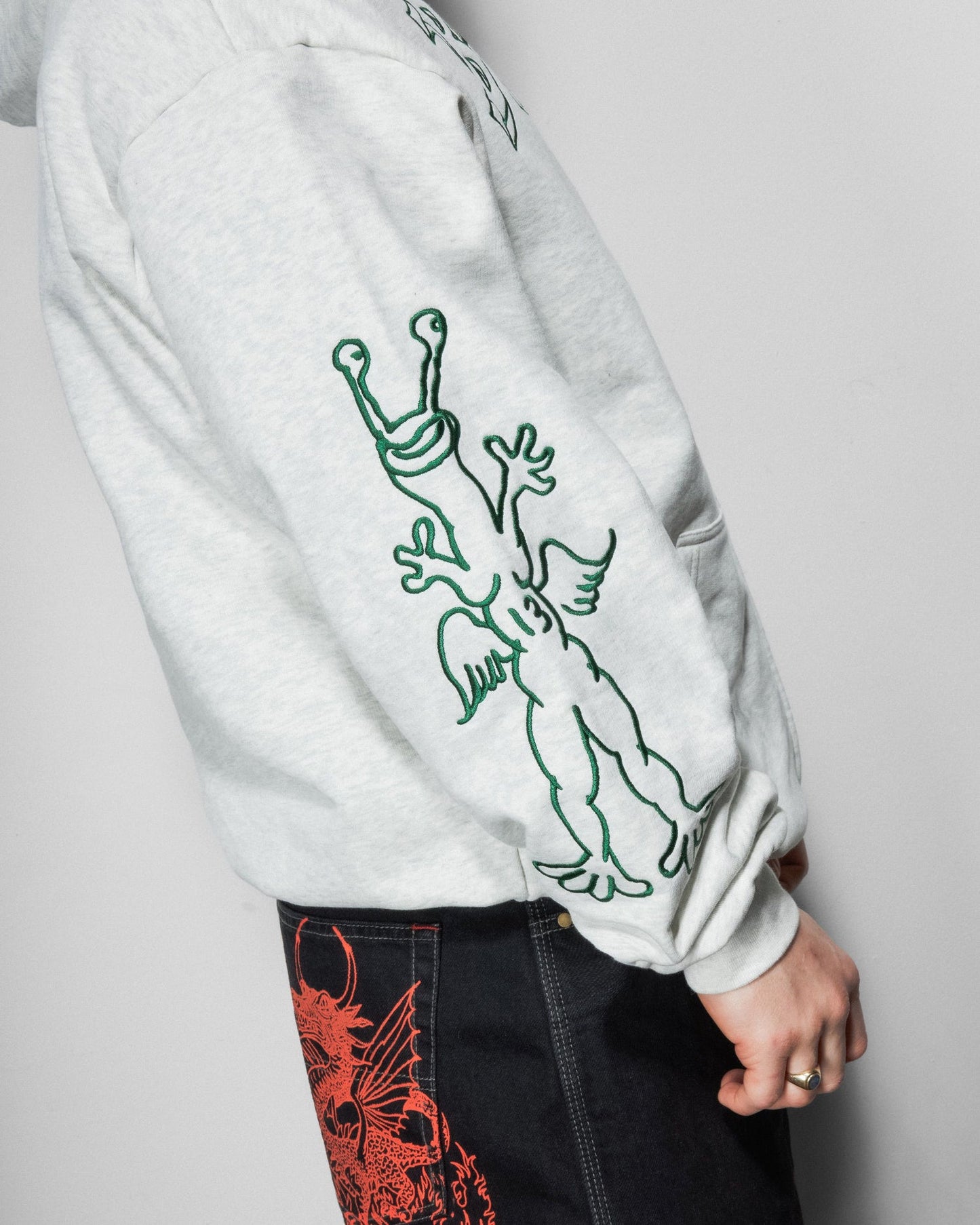 THIRTEEN ZIP-THRU HOODIE [ ASH ]