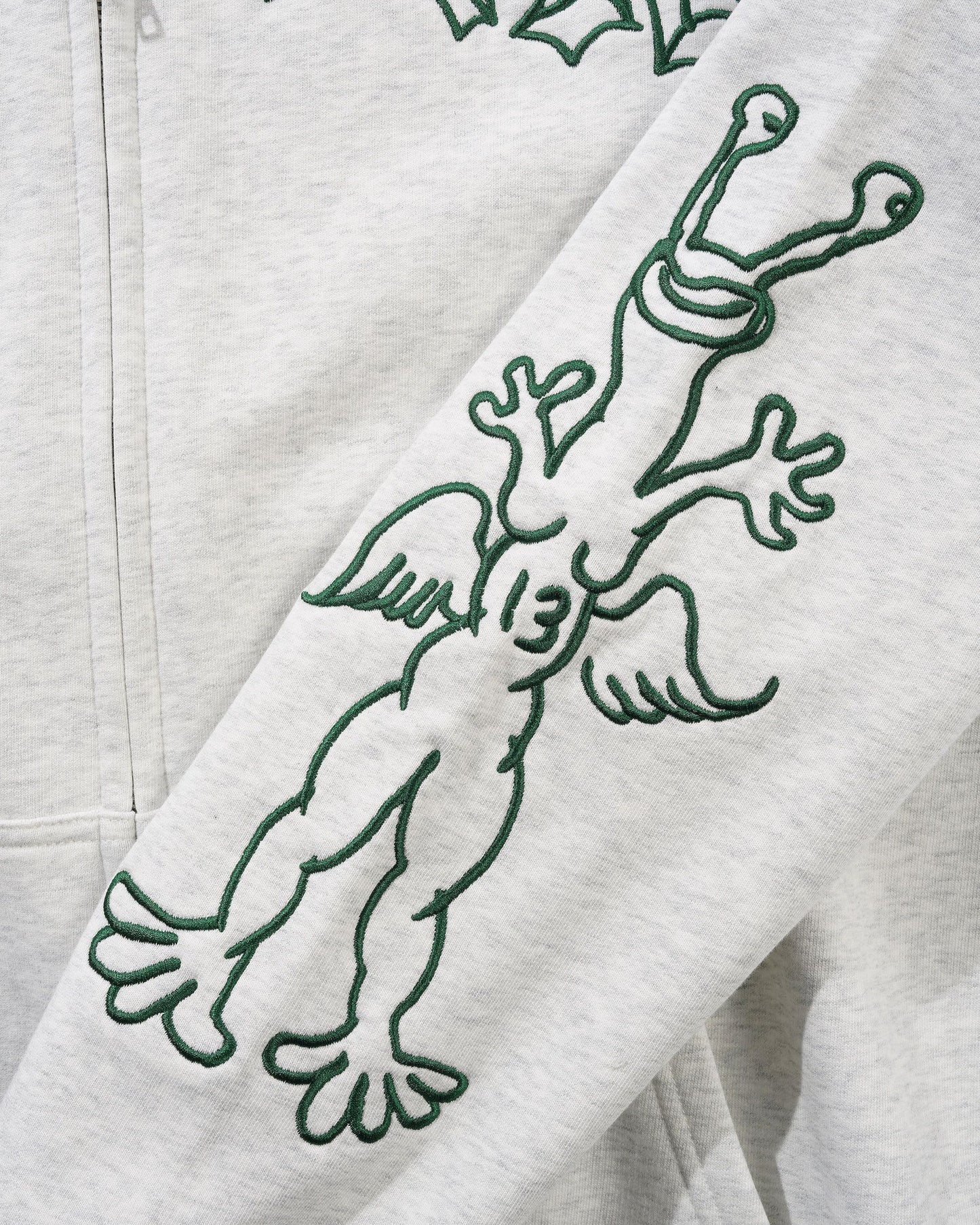 THIRTEEN ZIP-THRU HOODIE [ ASH ]