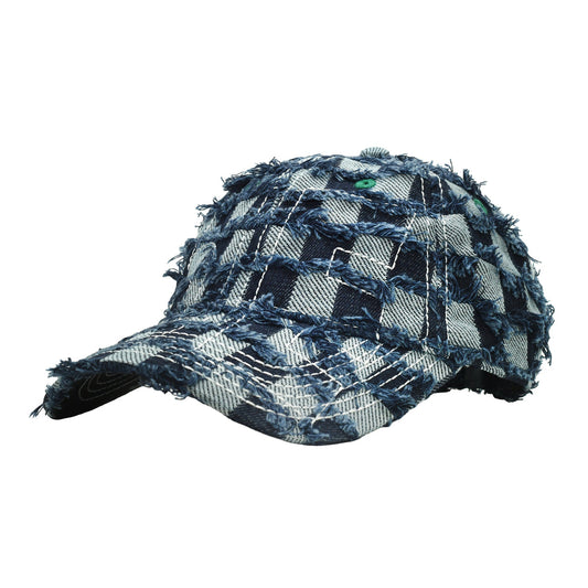 Vapor 6 Panel Hat Navy Checker Denim