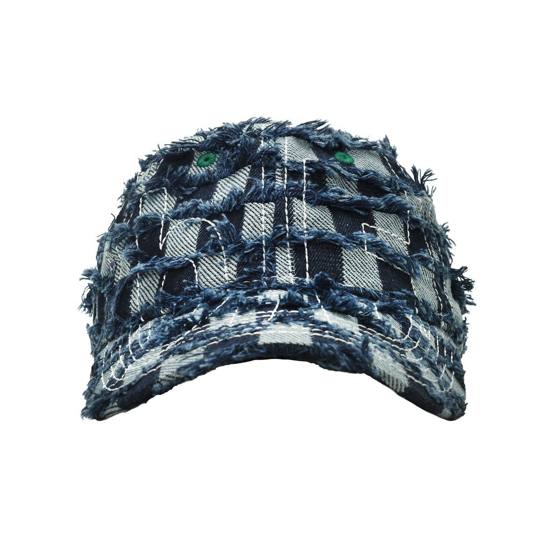 Vapor 6 Panel Hat Navy Checker Denim
